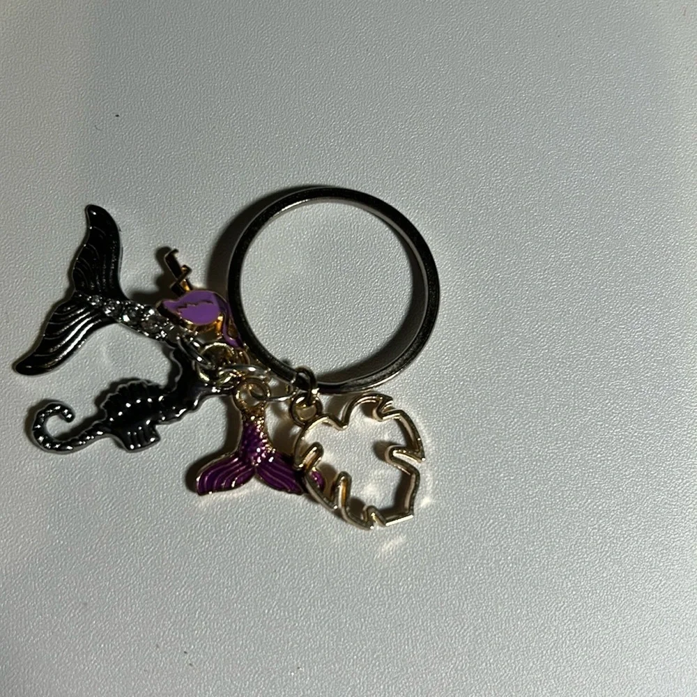 Silver keychain with charms‎